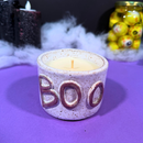 Vela aromática Halloween Boo Lilás, aroma caramelo – Casa da Bruxa