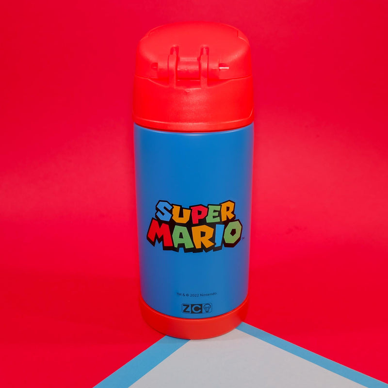 Garrafa Térmica C/ Canudo 300ml - Super Mario