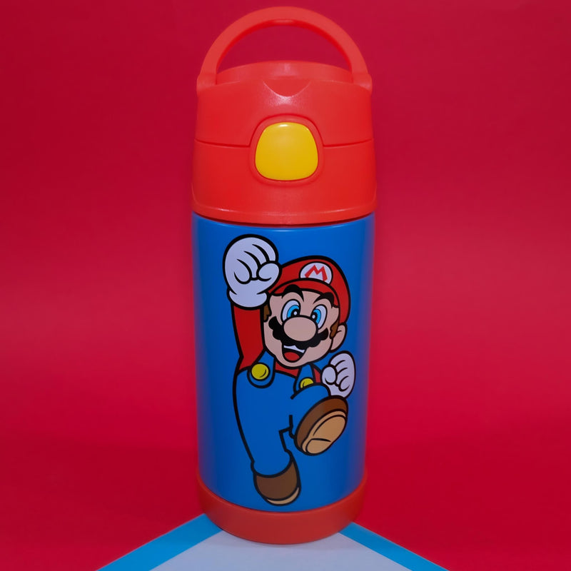 Garrafa Térmica C/ Canudo 300ml - Super Mario