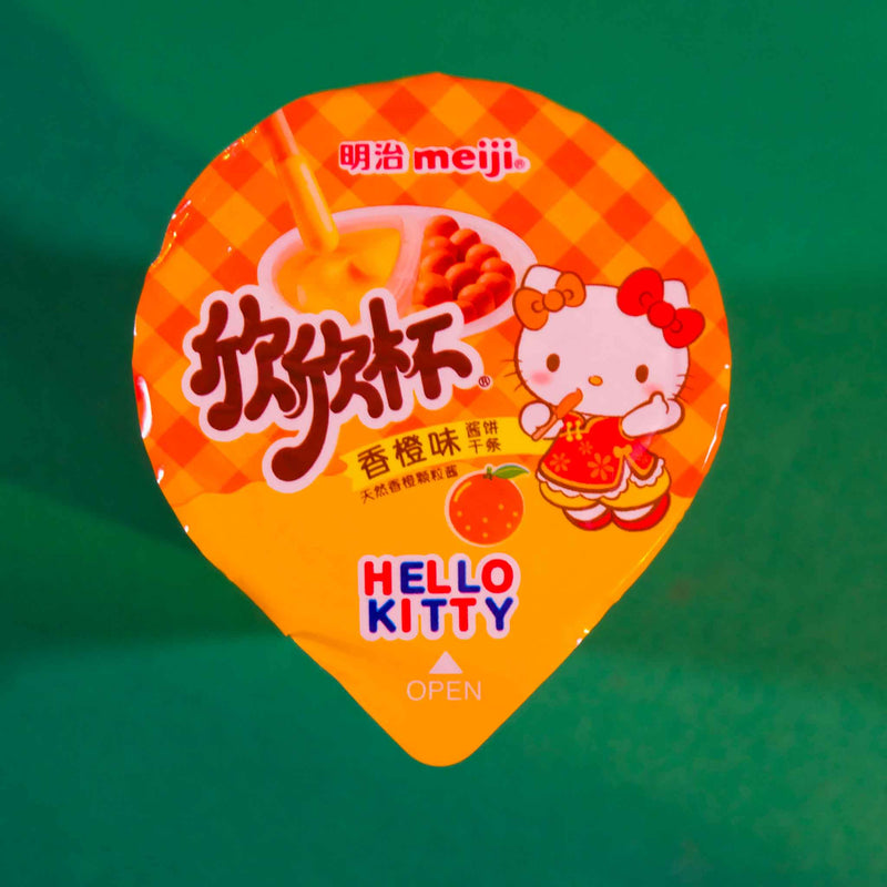 Hello Kitty - Copinho Meiji  C/ Biscoito Palito E Recheio Sabor Laranja 25g