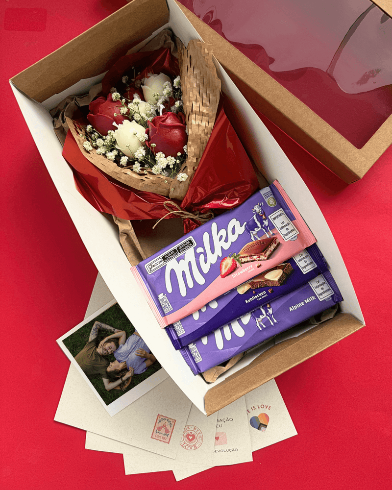 Buquê de Rosas com Chocolate - Dia dos Namorados