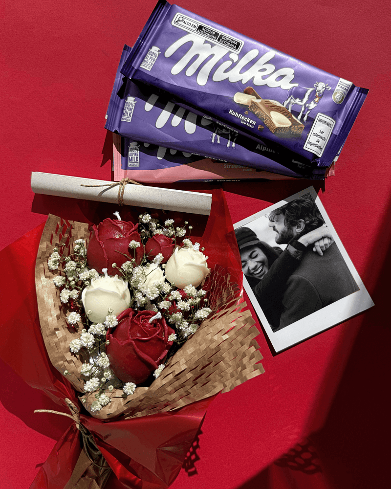 Buquê de Rosas com Chocolate - Dia dos Namorados