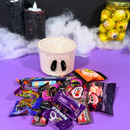 Pote de cerâmica Fantasma e doces de Halloween sortidos – Casa da Bruxa